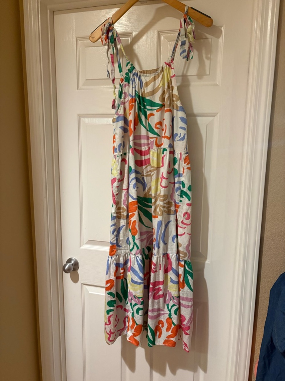 GAP Multicolor Abstract Print Tie-Strap Maxi Dress